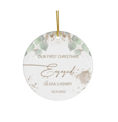 engaged christmas ornament 2023, personalized our first christmas engagement gift