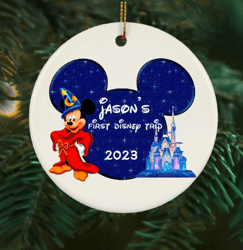 first disney world trip custom ornament, magic kingdom ornament, disney castle ornament, unique mickey ear keepsake 2023