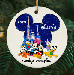 custom disney family vacation ornament, magic kingdom ornament, mickey ear ornament, unique minnie & mickey mouse family