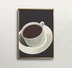 black coffee art, vintage wall art, coffee bar decor, muted neutral colors, kitchen wall decor, digital download, printa