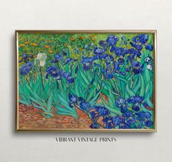 irises wall art  van gogh wall art  vintage wall art  purple flowers art  colorful wall art  digital download  printable