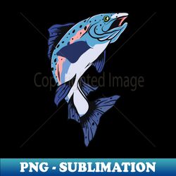 fishing trout illustration - retro png sublimation digital download - fashionable and fearless