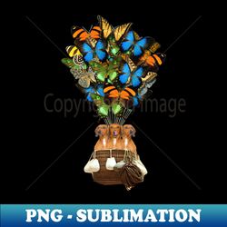 dachshunds dog butterfly hot air balloon - vintage sublimation png download - fashionable and fearless