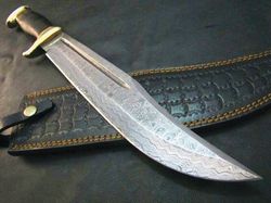 18in custom handmade damascus steel hunting crocodile dundee bowie knife &sheath