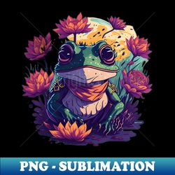 flower frog artwork embracing natures whimsy - stylish sublimation digital download - vibrant and eye-catching typography