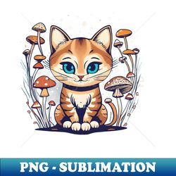 Cute Mushroom Aesthetic Cottagecore Cat - Professional Sublimation Digital Download - Instantly Transform Your Sublimation Projects