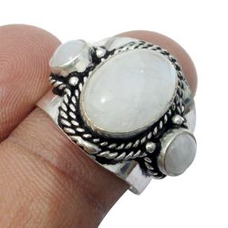 white moonstone ethnic handmade adjustable ring jewelry india