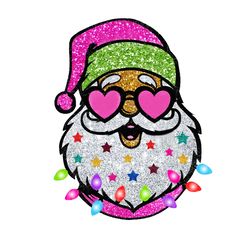 santa with sunglasses png christmas png cute christmas shirt digital design cheerful sparkly glitter christmas lights pi