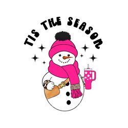 tis the season cute snowman png, commercial use, trendy christmas png for shirt design, preppy christmas png, sublimatio