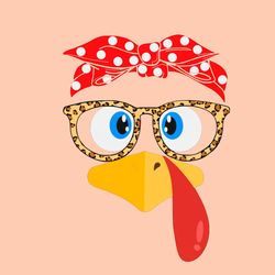 turkey face leopard print glasses svg, turkey face thanksgiving svg