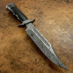 rare custom hand made damascus bowie knife micarta handle