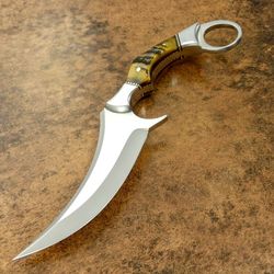 impact cutlery rare custom d2 full tang karambit knife sheep horn handle