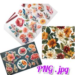 floral printable stickers png,jpj inspirational sticker png, print and cut sticker, cricut stickers, packaging sticker p