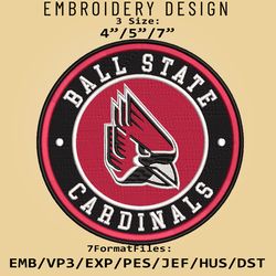 ncaa logo ball state cardinals, embroidery design, embroidery files, ncaa ball state, machine embroidery pattern