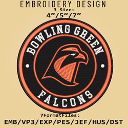 ncaa logo bowling green falcons, embroidery design, embroidery files, ncaa bowling green, machine embroidery pattern
