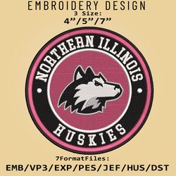 ncaa logo northern illinois huskies, embroidery design, embroidery files, ncaa huskies, machine embroidery pattern