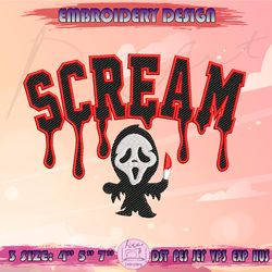 scream embroidery design, ghostface embroidery, horrror movie embroidery, horrror halloween embroidery, machine embroidery designs