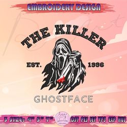 the killer ghost face embroidery design, scream embroidery, horror movie embroidery, halloween embroidery, machine embroidery designs