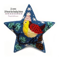 winter bird - 3d peyote star beading pdf pattern