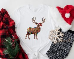 reindeer christmas shirt, christmas lights shirt, peeping reindeer shirt, merry christmas shirt, christmas family shirt,