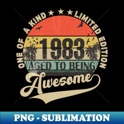 vintage year 1983 - png transparent digital download file for sublimation - boost your success with this inspirational png download