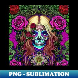 Psychedelic Art Nouveau Flower Skull 15 - High-Resolution PNG Sublimation File - Unleash Your Inner Rebellion