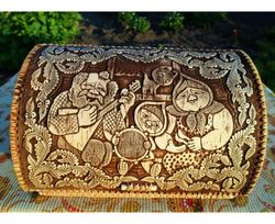 birch bark breadbox "country orchestra"