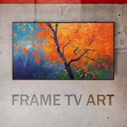 samsung frame tv art digital download, frame tv art autumn tree, frame tv art modern, frame tv painting, expressive