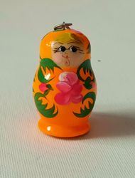 orange matryoshka keychains wooden souvenir nesting doll keychain russian doll small gifts ideas inexpensive gifts