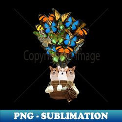 corgi dog butterfly hot air balloon - high-resolution png sublimation file - perfect for personalization