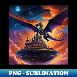 dragon castle  surreal sci-fi fantasy 6 - retro png sublimation digital download - bold & eye-catching