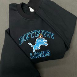 detroit lions embroidered sweatshirt, nfl embroidered shirt, nfl lions, embroidered hoodie, unisex t-shirt