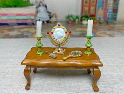 Accessories For A Doll's House. Mirror. Candlestick. 1:12. Dollhouse Miniature.