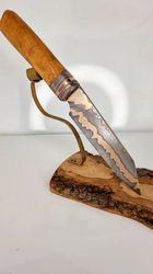 mokume-gane copper damascus japanese knife