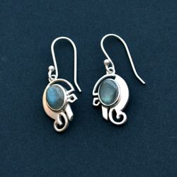 labradorite earrings, boho sterling silver earrings dangle gemstone earrings handmade crystal drop earrings, blue stone