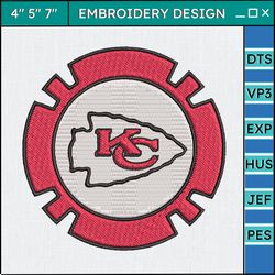 nfl kansas city chiefs logo embroidery design, nfl football logo embroidery design, famous football team embroidery design, football embroidery design, pes, dst, jef, files