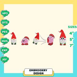 kirby x gnome embroidery designs, christmas embroidery designs, christmas 2022 embroidery files, xmas embroidery designs