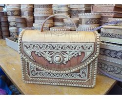 birch bark rectangular handbag for women