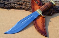 custom handmade crocodile dundee bowie knife d2 steel polished blade knife hunting bowie knife camping father gift husba