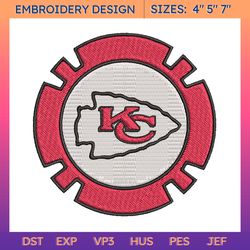 nfl kansas city chiefs logo embroidery design, nfl football logo embroidery design, famous football team embroidery design, football embroidery design, pes, dst, jef, files