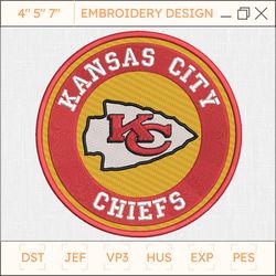 nfl kansas city chiefs logo embroidery design, nfl football logo embroidery design, famous football team embroidery design, football embroidery design, pes, dst, jef, files