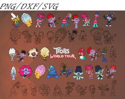 trolls world tour svg, bundles trolls world tour svg, png,dxf,...