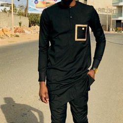 kaftan men shirt and down | traditional kaftan wear|dashiki wear-black