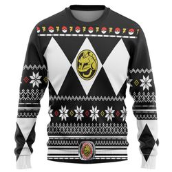 gearhumans 3d mighty morphin black power ranger x pokemon onix custom ugly sweater