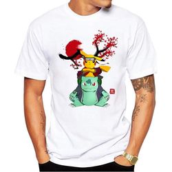 2019 new arrival pokemon naruto men t-shirt pikachu crossover printing short sleeve casual tee shirts hipster funny tops