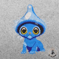 the shailushai meme wears a mushroom hat and looks like a smurf. this is an idea for machine embroidery design and creat