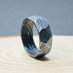 damascus steel ring wedding band