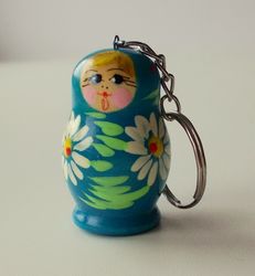 blue matryoshka keychains wooden souvenir nesting doll keychain russian doll small gifts ideas inexpensive gifts