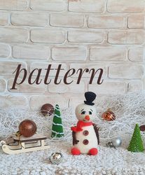 crochet pattern for a soft snowman toy. new year's gift.