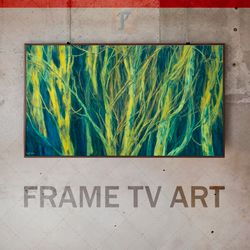 samsung frame tv art digital download, frame tv art modern interior art, frame tv bare branches of a bush, tv expressive